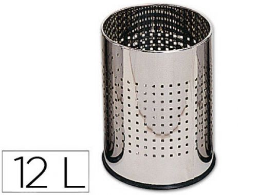 Cesto de papeis q-connect metalico cromado capacidade 12 litros 250 x 325 mm , Csp , 29629 , 8423473296299